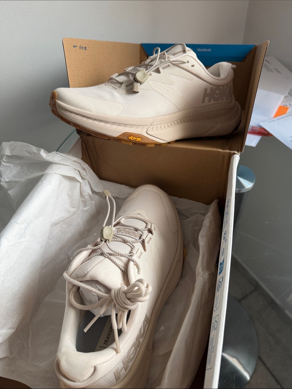 Hoka One One W Transport Sneaker in Eggnog with Gum Outsole